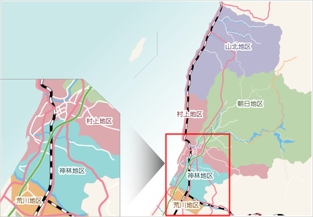 村上市の地区マップ