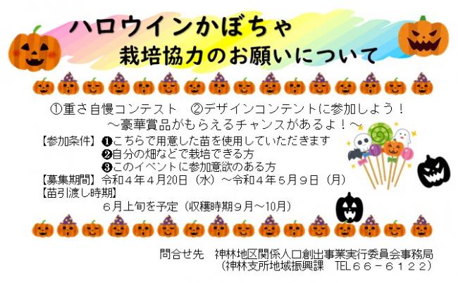 ハロウインかぼちゃ栽培協力者募集