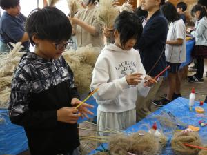 ススキでふくろう作り6