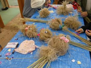 ススキでふくろう作り9