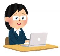 パソコンを使う女性のイラスト