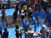 餅つき開始！