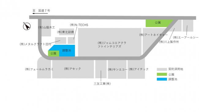 村上市工業団地の区画図